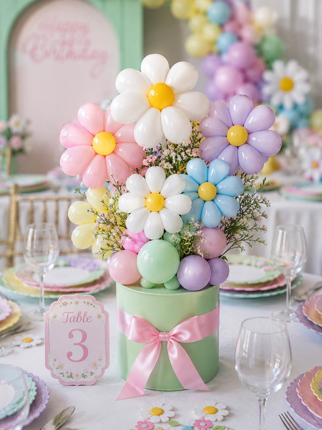 Pastel Daisy Balloon Package
